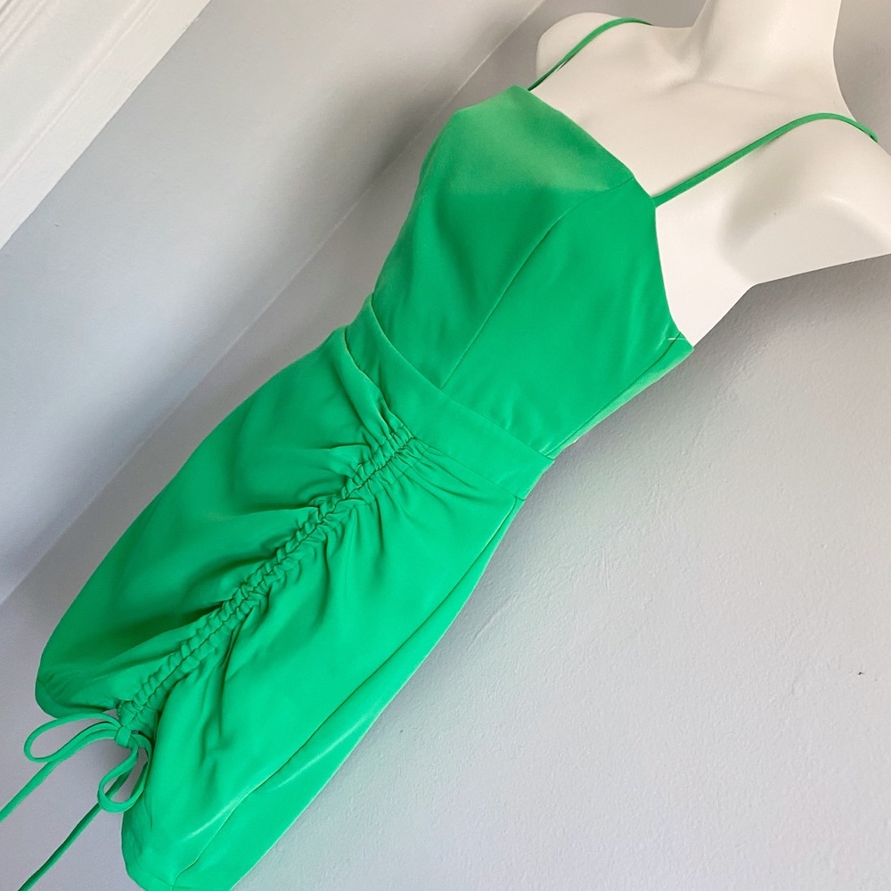 Superdown • Revolve Ruched Cami Mini Dress Green • Small - Picture 4 of 10